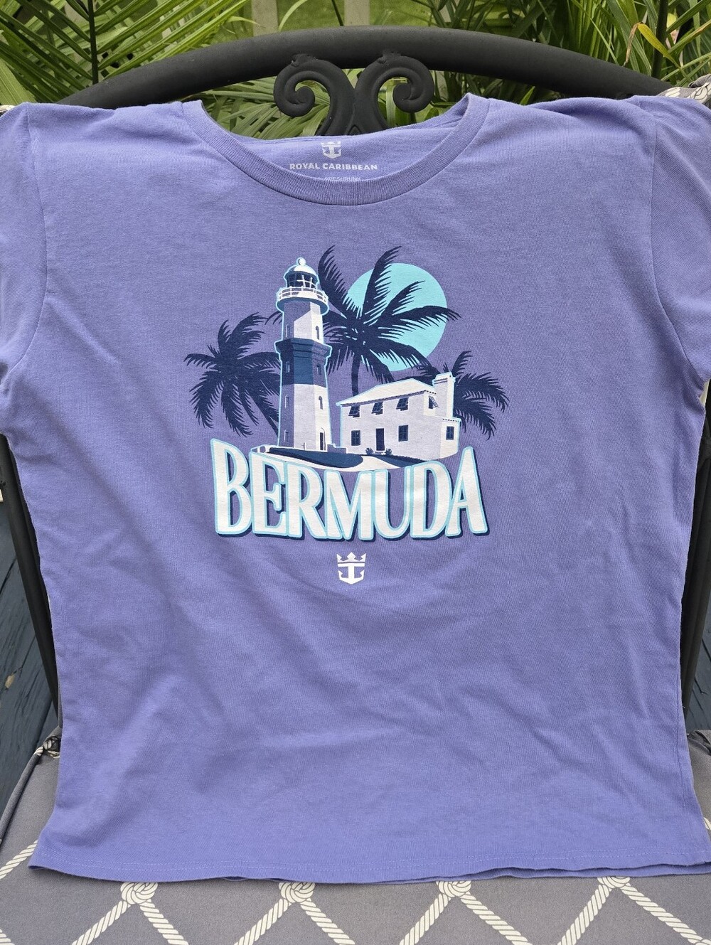 Royal Carribean Bermuda Women's Graphic Tee Periwinkle Purple Cotton T Shirt L